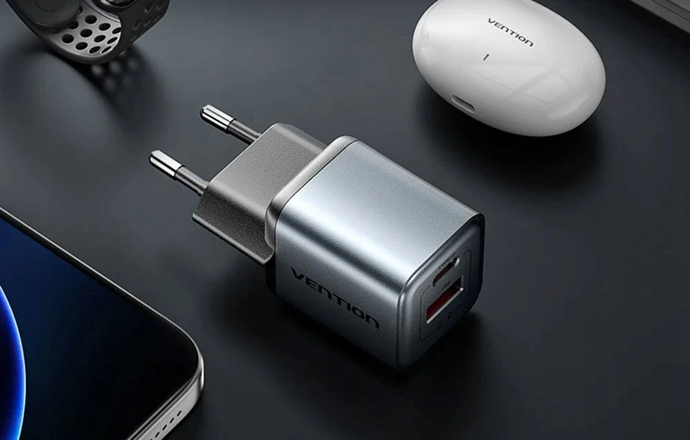 Vention 30W - įkroviklis su GaN technologija, 1x USB-A, 1x USB-C (juodas)