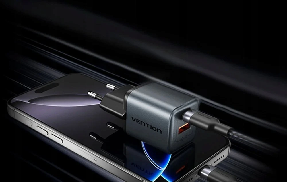 Vention 30W - įkroviklis su GaN technologija, 1x USB-A, 1x USB-C (juodas)