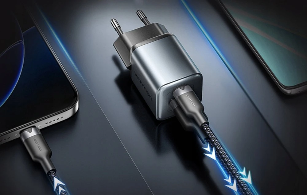 Vention 30W - įkroviklis su GaN technologija, 1x USB-A, 1x USB-C (juodas)