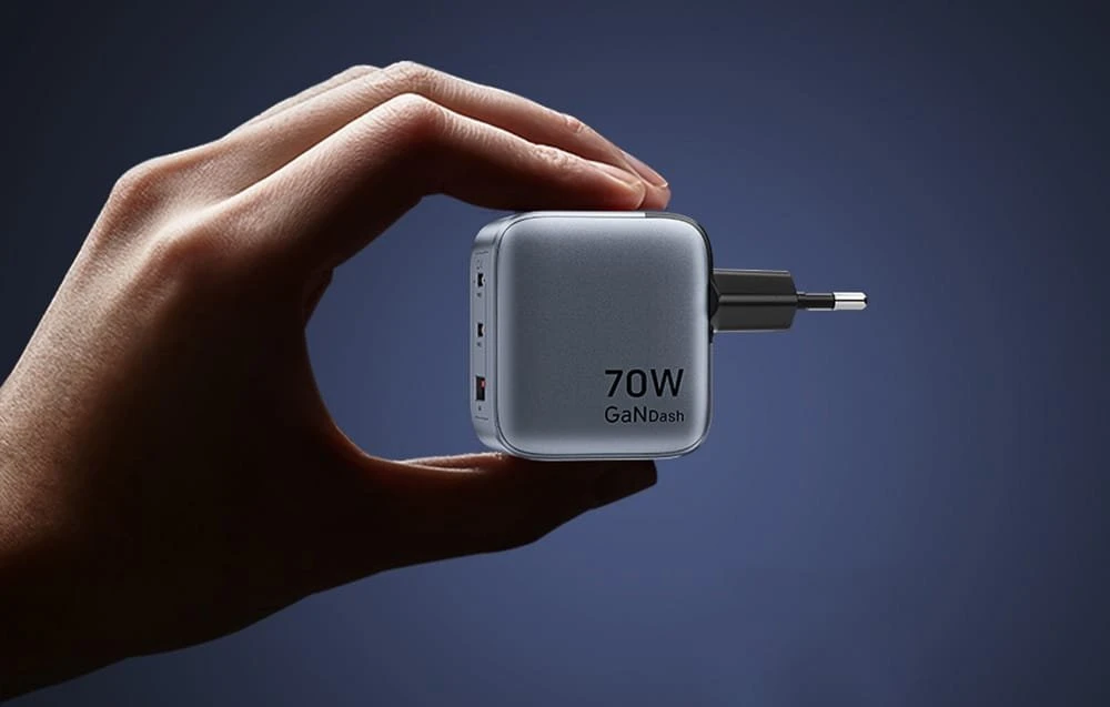 „Vention“ 70 W „GaN PD“ įkroviklis, 1 x USB-A, 2 x USB-C, juodas