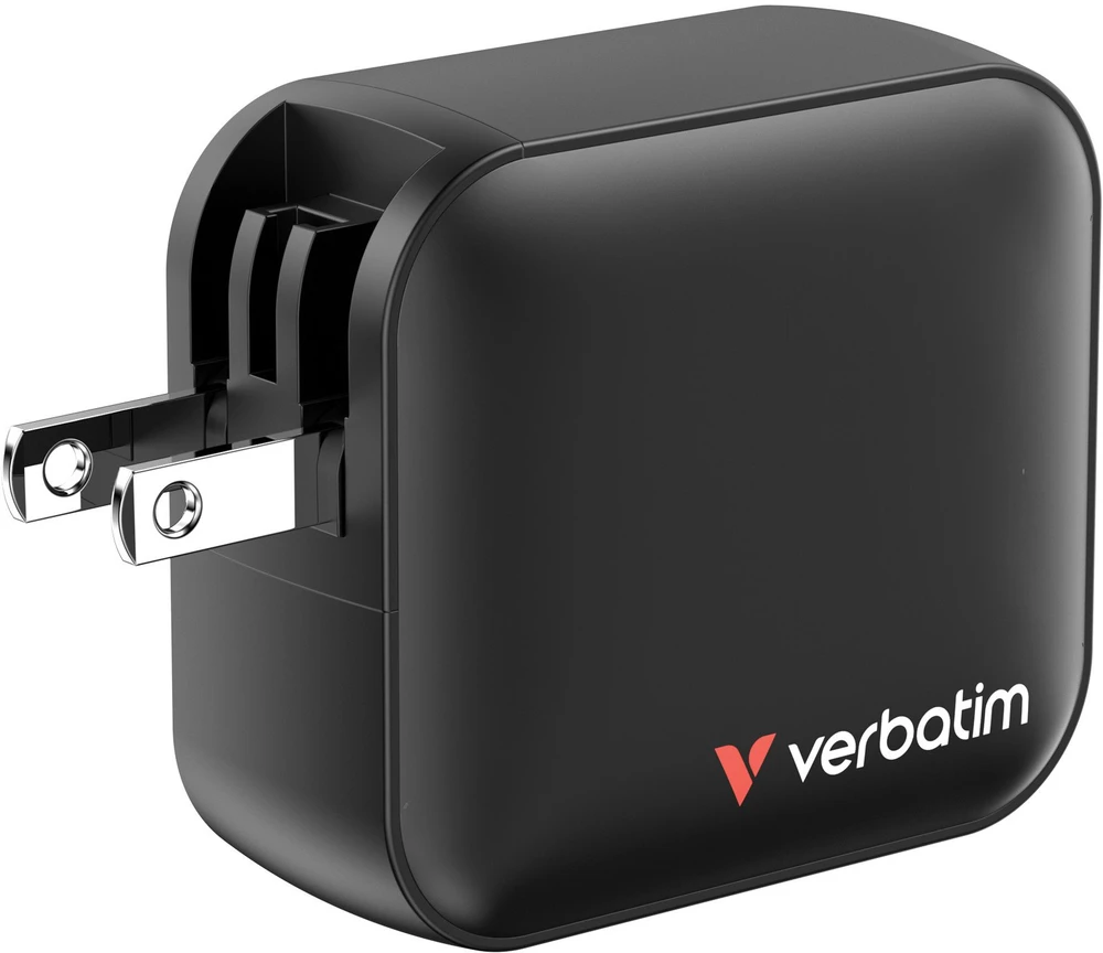 Laidinis įkroviklis Verbatim Mini GaN 100W 2xUSB-C PD/1x USB-A QC juodos spalvos 32230