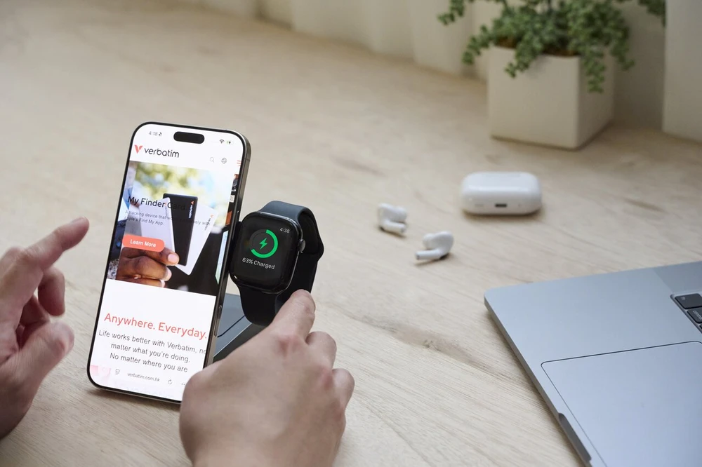„Verbatim Charge ‘n’ Go Qi2 3-in-1“ magnetinė belaidė išorinė baterija, 5000 mAh, USB-C, Pilkas