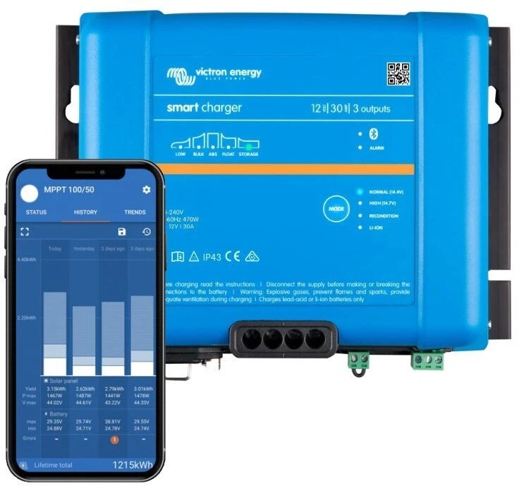 Įkroviklis Victron Energy Smart IP43 Charger 12/30 (3) 120/240V (18303379000)