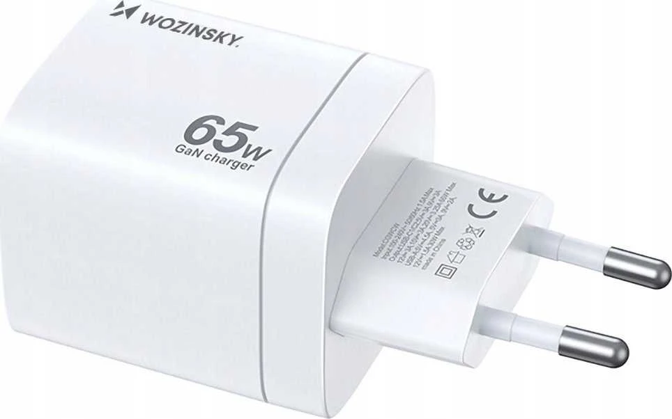 Wozinsky CGWCW 65W GaN sieninis įkroviklis USB-A / 2 x USB-C - Baltas