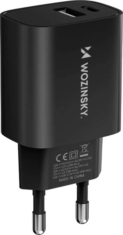 Įkroviklis Wozinsky (WGWCB) (1xUSB-C;1xUSB 3A 20W) juodas