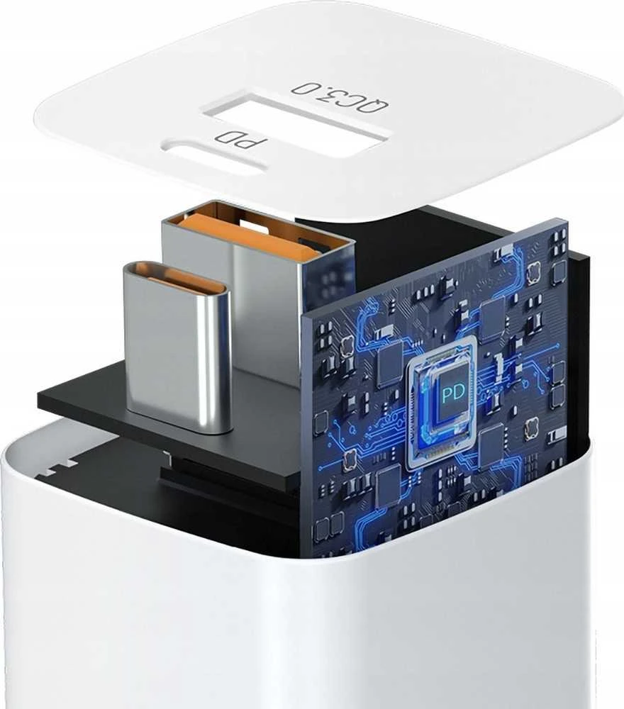 Wozinsky CMWCW 20W USB-C / USB-A laidinis įkroviklis – baltos spalvos