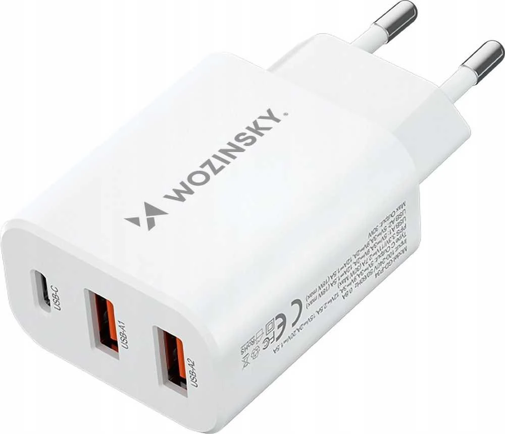 Wozinsky CWCUCW 30W USB-C / 2 x USB-A laidinis įkroviklis – baltos spalvos