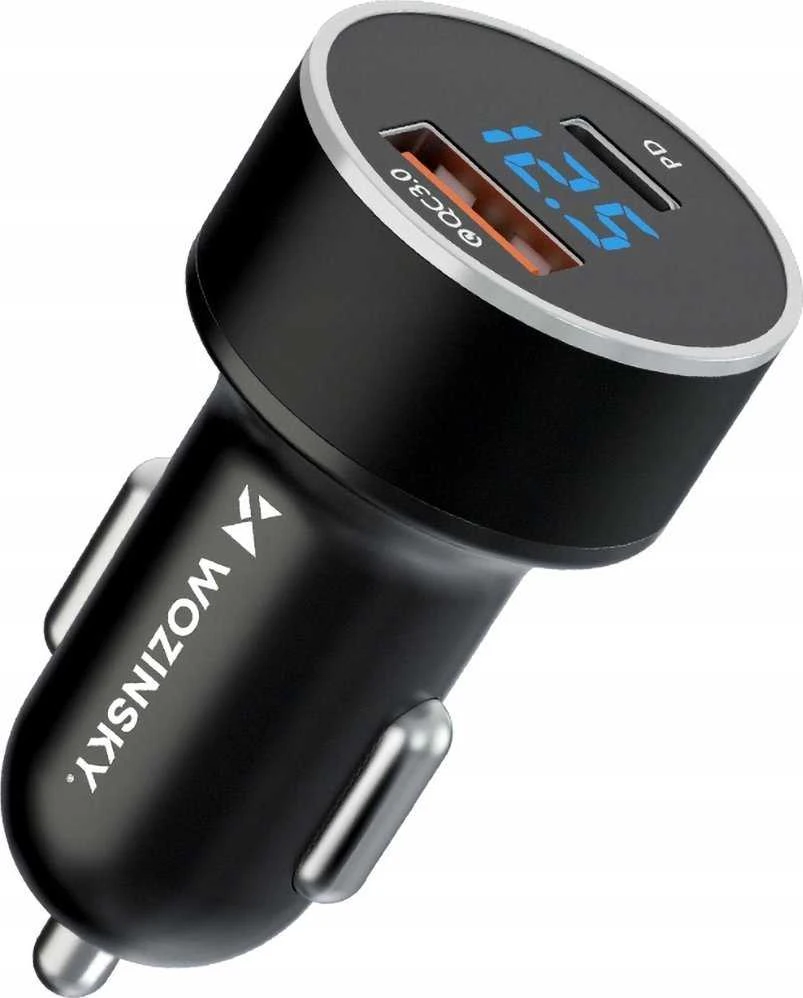 Įkroviklis automobilinis Wozinsky (WDCCAC) (1xUSB 1xUSB-C 3A) 36W juodas