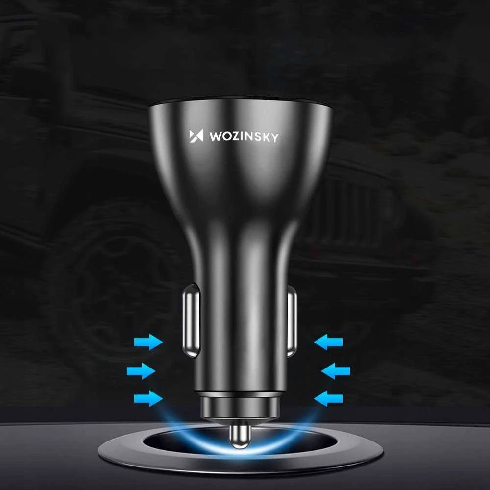 Wozinsky WCCAW 50W 4x USB-A QC automobilinis įkroviklis – baltos spalvos