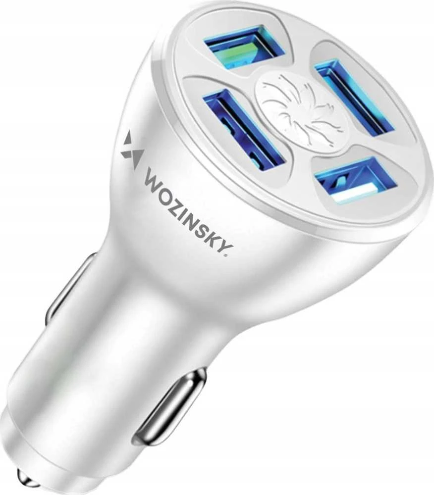 Wozinsky WCCAW 50W 4x USB-A QC automobilinis įkroviklis – baltos spalvos
