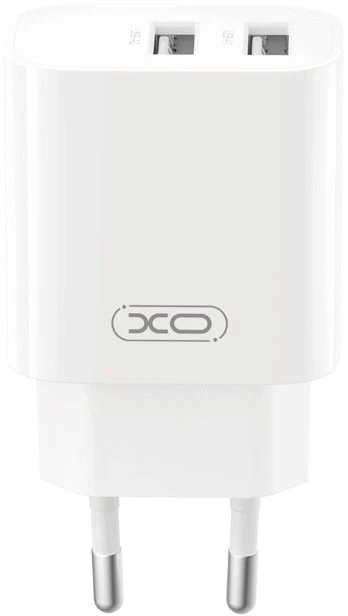 Įkroviklis XO Sieciowa 2x USB 2,4A balta + kabelis USB-C (CE55)