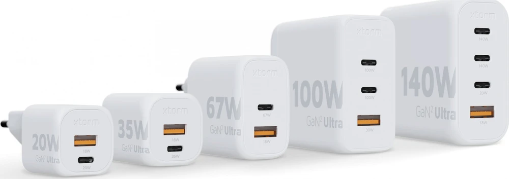 Įkroviklis Xtorm GaN2 1x USB-A 2x USB-C 100 W (XEC100)