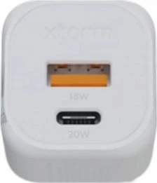 „Xtorm“ – 20 W „GaN2 Ultra“ namų įkroviklis, USB-C PD/USB-A, baltas