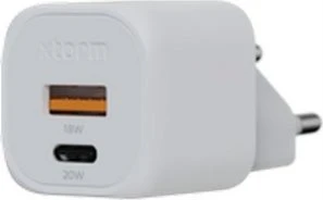 „Xtorm“ – 20 W „GaN2 Ultra“ namų įkroviklis, USB-C PD/USB-A, baltas