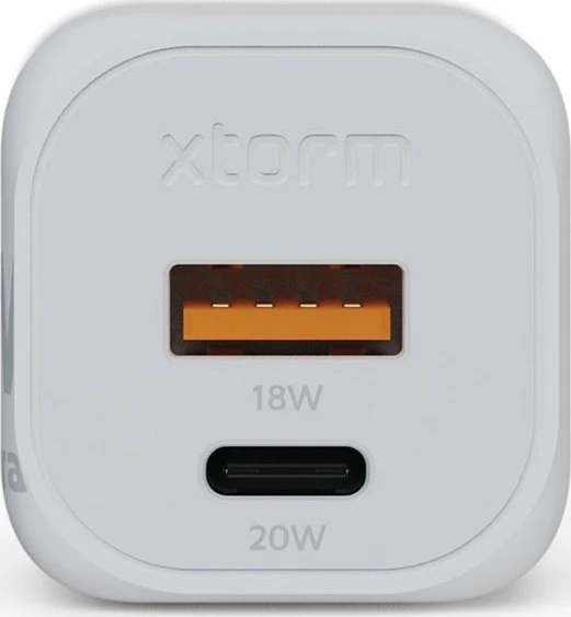 „Xtorm“ – 20 W „GaN2 Ultra“ namų įkroviklis, USB-C PD/USB-A, baltas