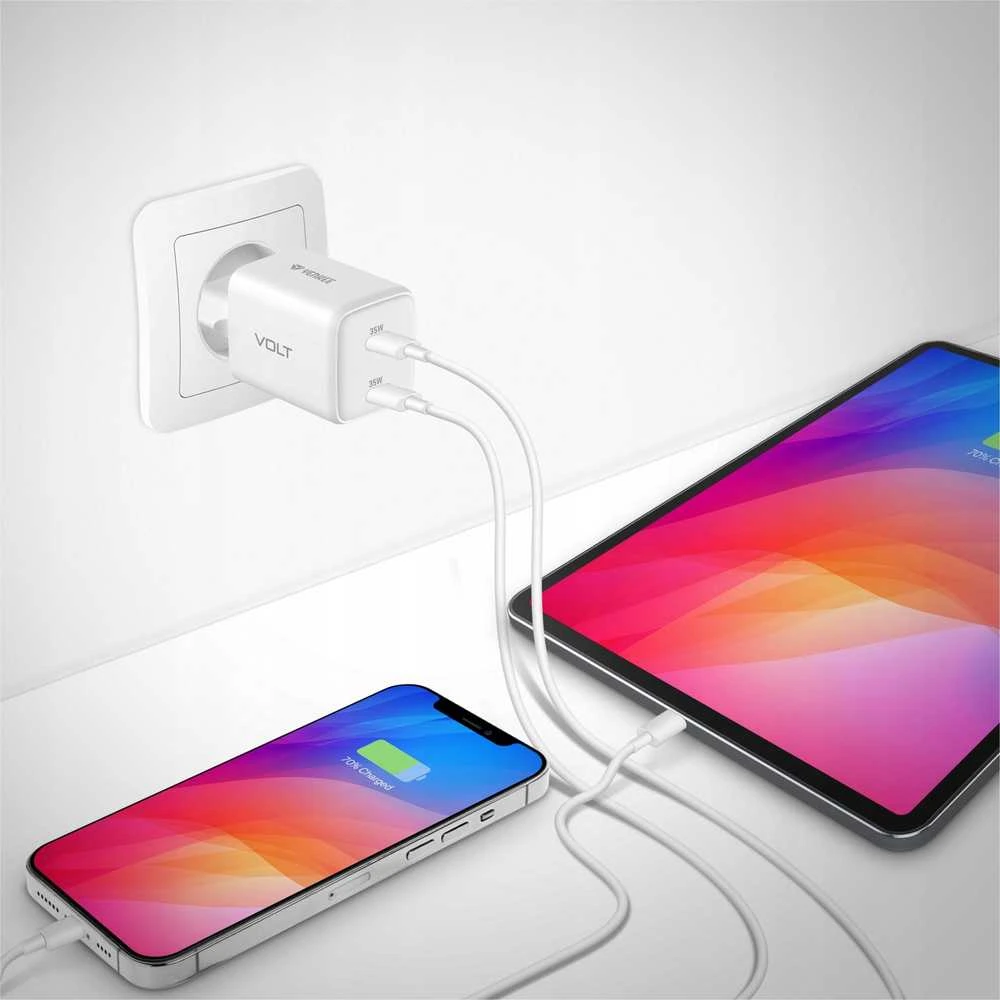 Yenkee Įkroviklis jungiama į tinklą USB C 2x18W 3A Power delivery 3.0 QC3.0 Balta