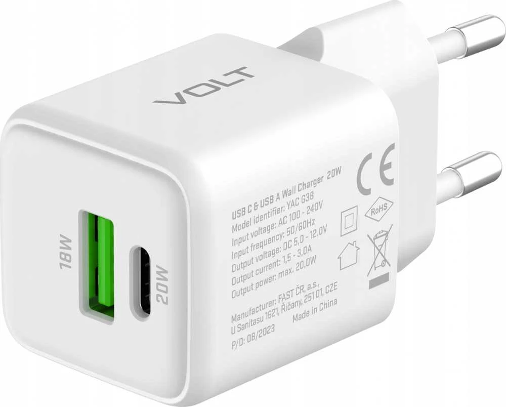Yenkee Įkroviklis jungiama į tinklą USB C/A 20W/18W 3A Power delivery 3.0 QC3.0