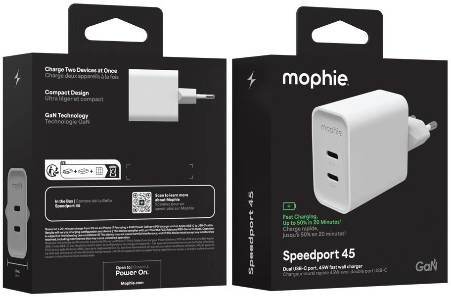 Carruzzo mophie Speedport 45 Universalus Balta AC Spartusis įkrovimas Vidaus