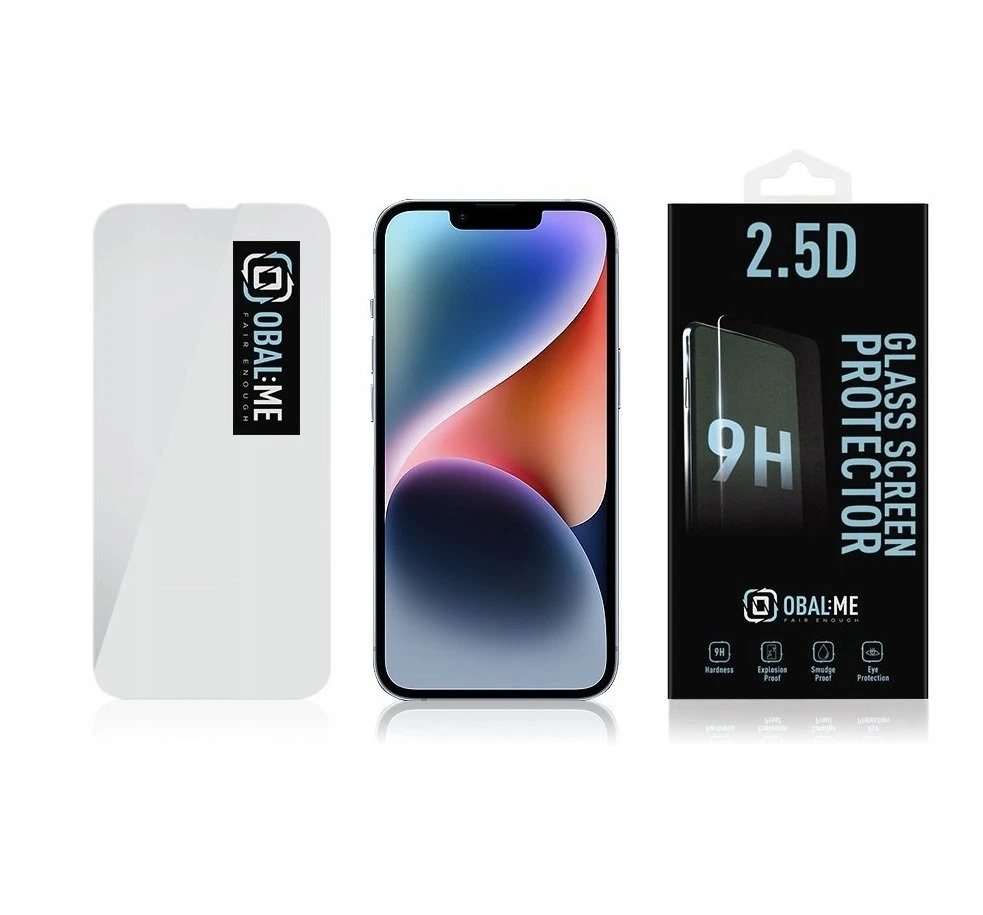 OBAL:ME 2.5D apsauginis stiklas telefonui Apple iPhone 13/13 Pro/14 Clear