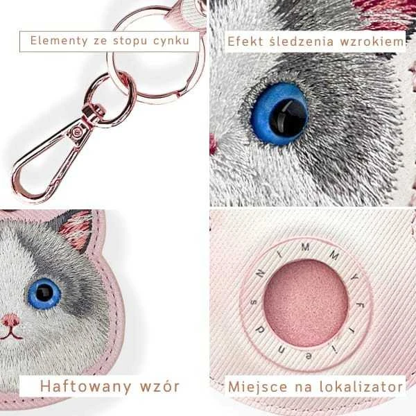 Dėklas Locator Nimmy Big Eyed Pet 2.0 Cat rožinės spalvos