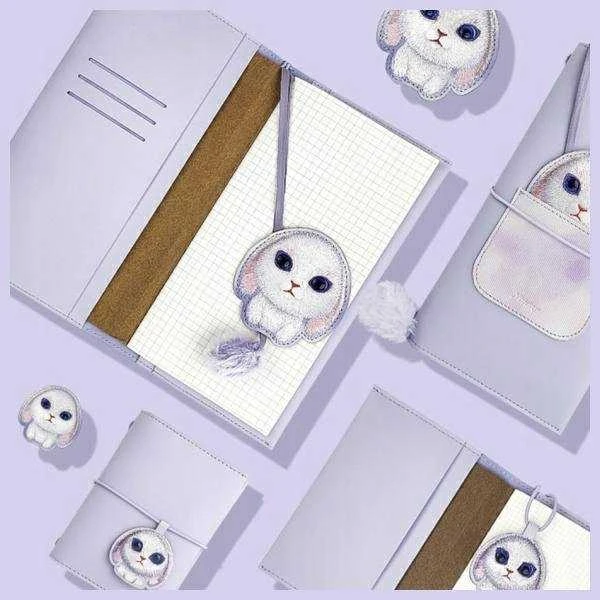 Nimmy rinkinys 2in1 užrašų knygelė + rašiklis violetinės spalvos Big Eyed Pet 2.0 Rabbit