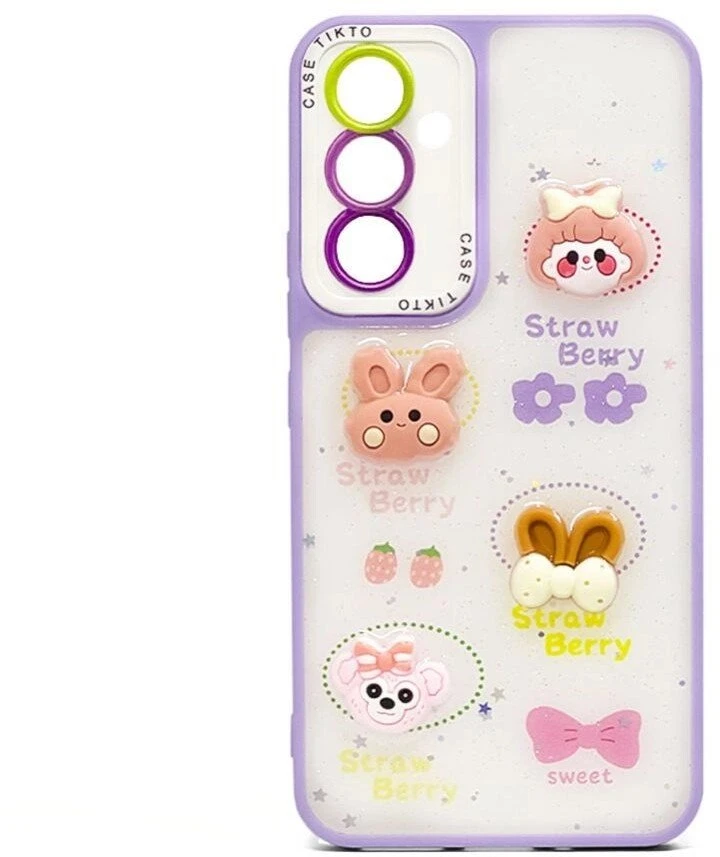 Dėklas iLike Apple iPhone 15 Pro užpakalinė dėklo dalis Epoxy cartoon cover šviesiai violetinė ILIAPP15PECL