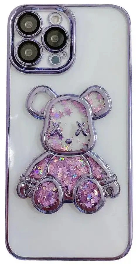 iLike Tylny pokrowiec Apple iPhone 15 Pro Silikoninis dėklas Print Desire Bear Violetinė ILIAPP15PPDBPR