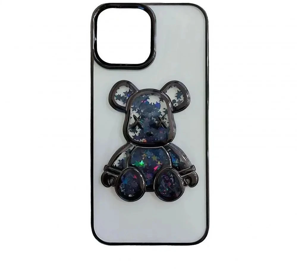 iLike Tylny pokrowiec Apple iPhone 15 Silikoninis dėklas Print Desire Bear Juodas ILIAPP15PDBB