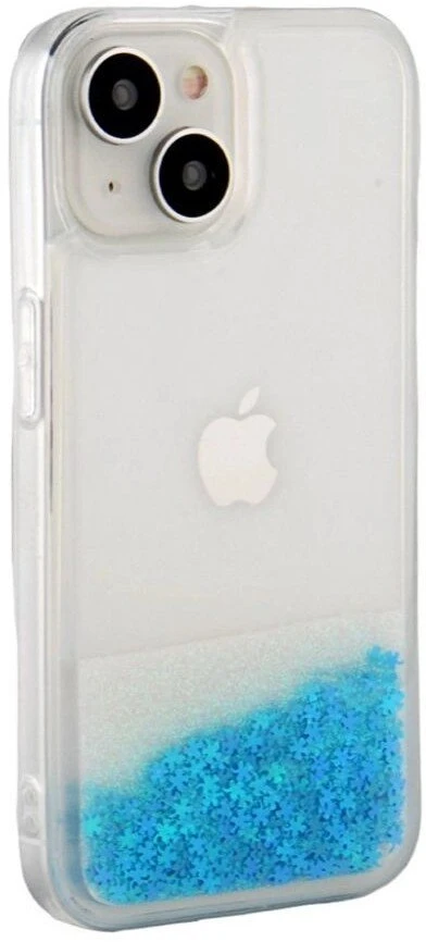 iLike Tylny pokrowiec Apple iPhone 15 Silikoninis dėklas Vanduo Glitter Mėlyna ILIAPP15SWGB