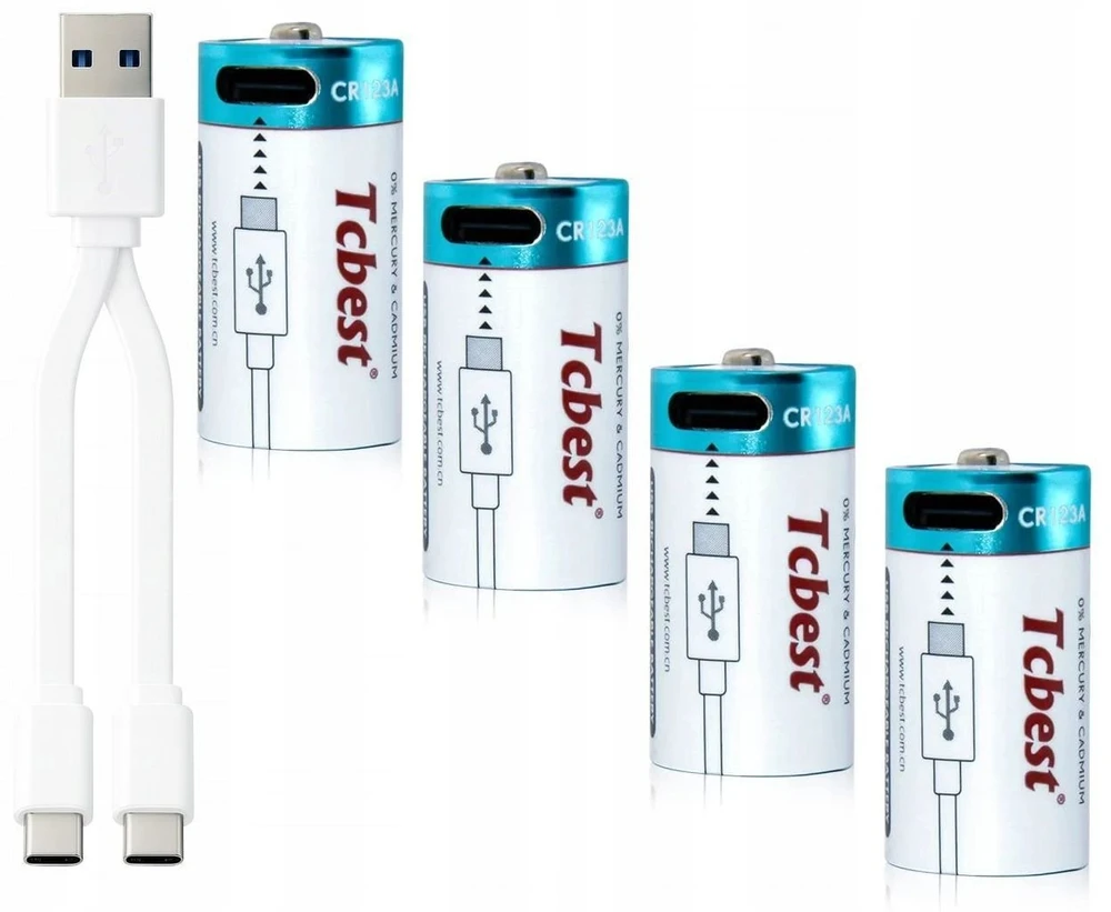 iLuv 4x Baterijos CR123A CR123 500mAh Įkrovimo Prievadas USB-C USB Type-C / USB-C CR123A