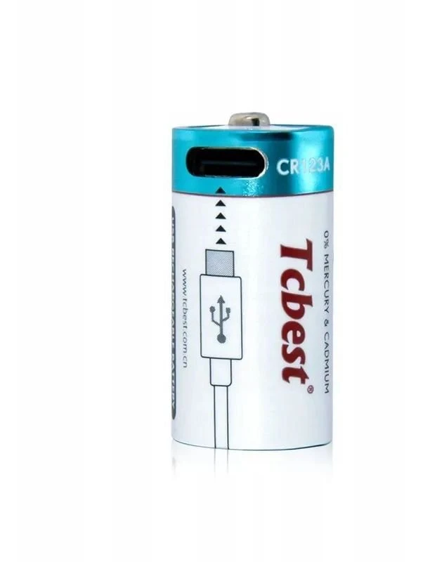 CR123A įkraunama baterija su USB-C jungtimi
