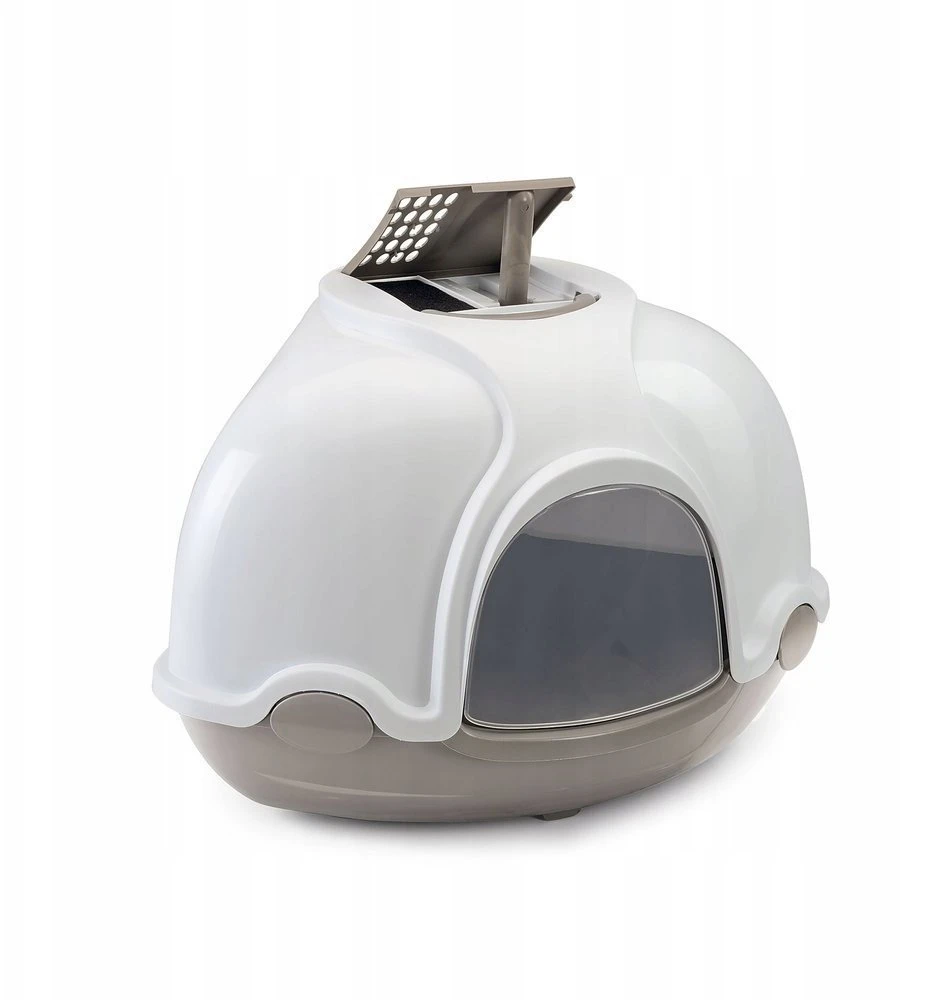 IMAC Ginger tualetas namelis katėms kampinis, pilkas 52x52x44,5cm,