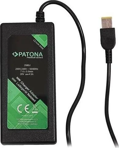 Patona 90W nešiojamojo kompiuterio įkroviklis su stačiakampiu antgaliu
