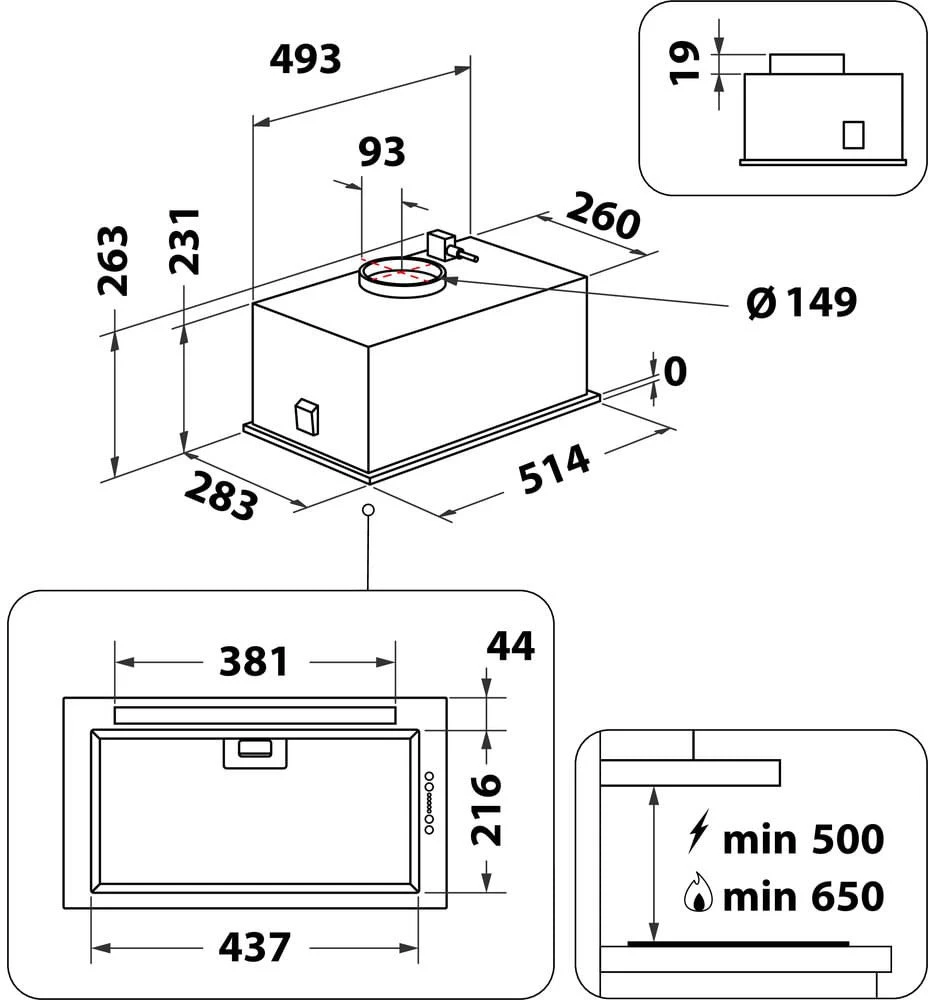 Įmontuojamas gartraukis Whirlpool WCTH 63F LEB X