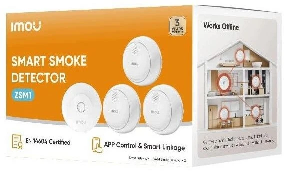inteligentny czujnik dymu 3 vnt. + Bramka ZG2 IMOU ZSM1Kit-EU-3 EN 14604