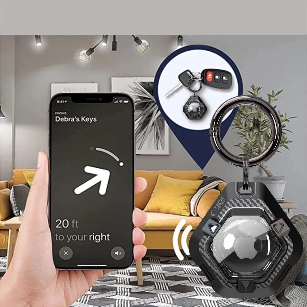 Tech-Protect Defense dėklas skirtas Apple AirTag 1/2 – juodos spalvos