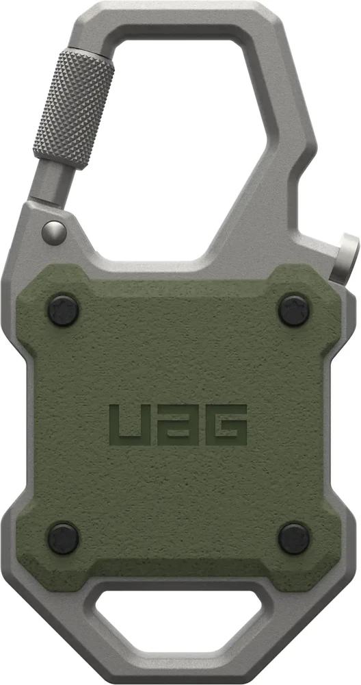 Dėklas Carruzzo Urban Armor Gear UAG Monarch AirTag karabinas, alyvuogių pilkos spalvos
