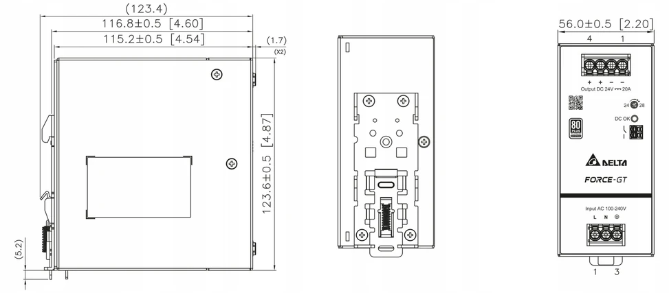 IMPULSINIS MAITINTUVAS DRF-24V480W1GBA FORCE-GT (1 FAZĖ) Delta Electronics