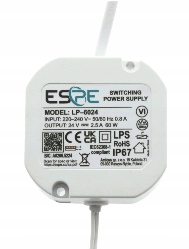 Impulsinis maitinimo šaltinis ESPE LP-6024 24V/60W/2.5A IP67