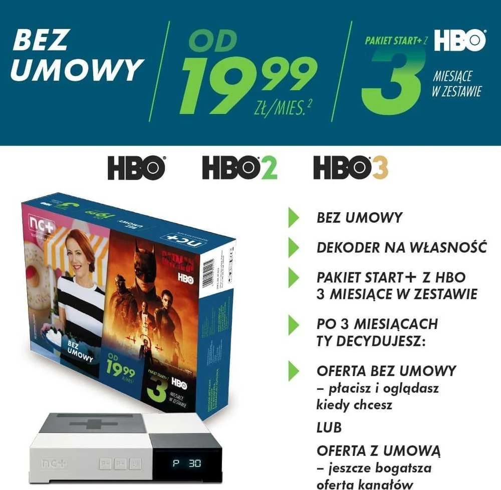 Usługa Oem NC+ išankstinio mokėjimo TV paslauga su HBO paketu, skirta Start+ BG5