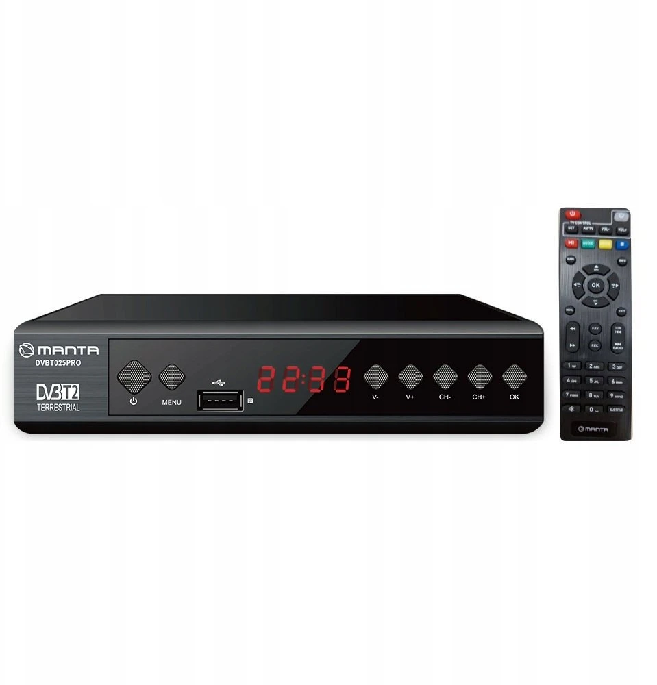 Imtuvas TV Manta Imtuvas DEKODER DVBT2 DVBT 2 TV NAZIEMNEJ Pultas FHD HEVC H.265 HDMI PVR USB