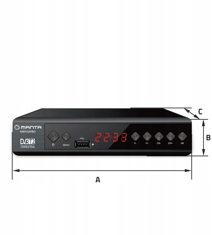 Imtuvas TV Manta Imtuvas DEKODER DVBT2 DVBT 2 TV NAZIEMNEJ Pultas FHD HEVC H.265 HDMI PVR USB