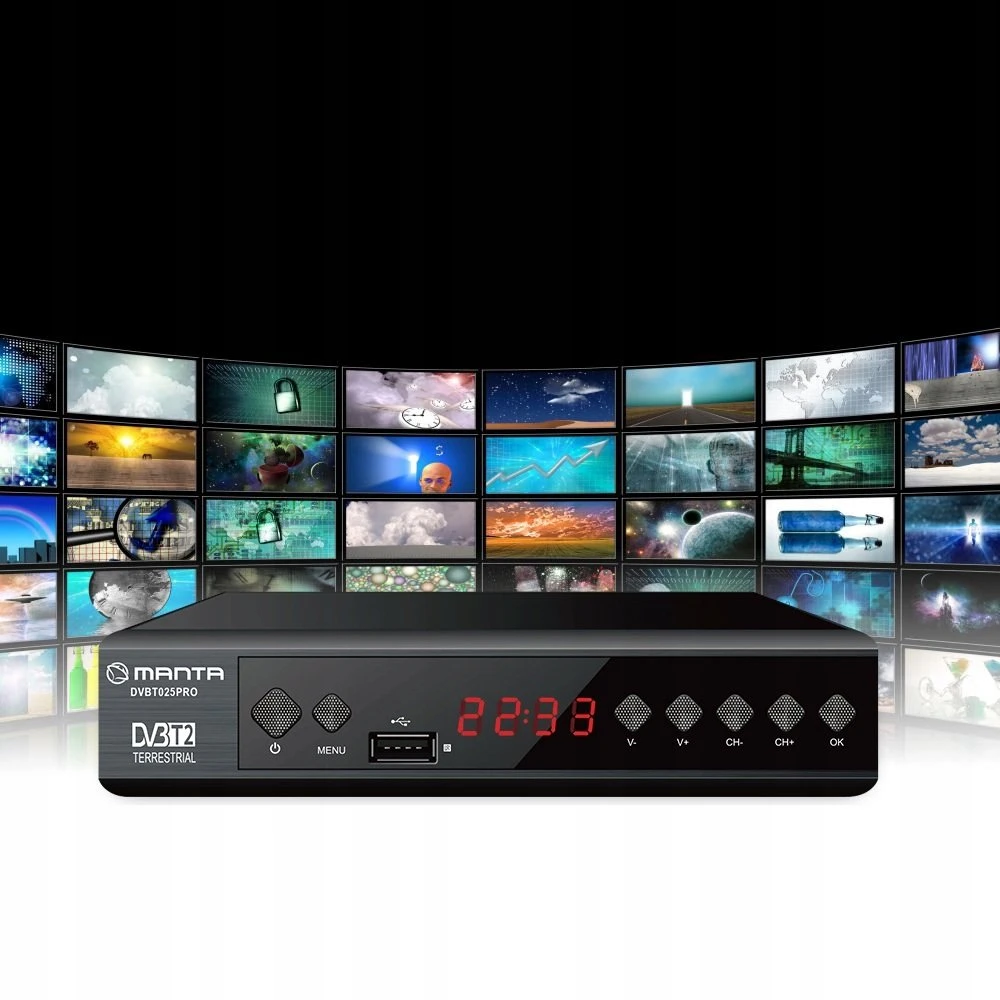 Imtuvas TV Manta Imtuvas DEKODER DVBT2 DVBT 2 TV NAZIEMNEJ Pultas FHD HEVC H.265 HDMI PVR USB