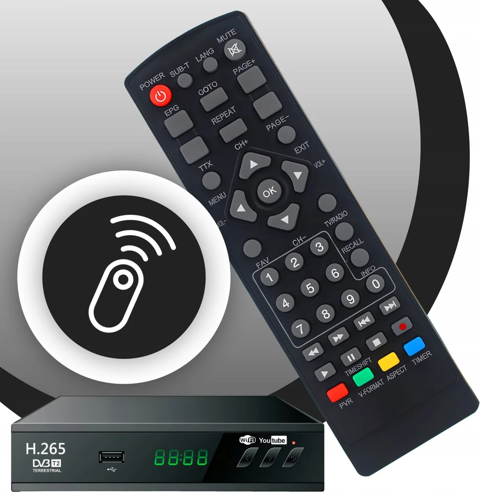 Retoo Antžeminės televizijos imtuvo dekoderis, USB 5V, „Full HD“ DVB-T2 antenos nuotolinio valdymo pultas + HDMI kabelis - ER1238