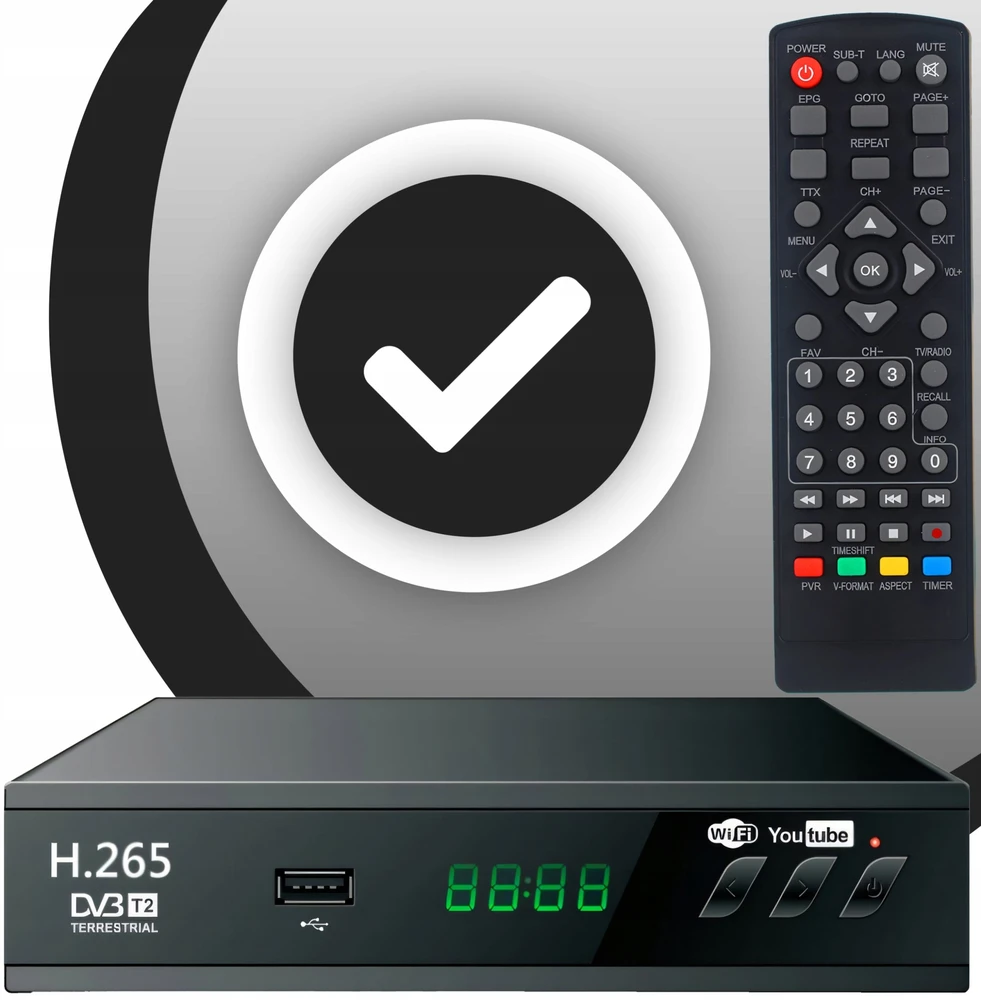 Retoo Antžeminės televizijos imtuvo dekoderis, USB 5V, „Full HD“ DVB-T2 antenos nuotolinio valdymo pultas + HDMI kabelis - ER1238