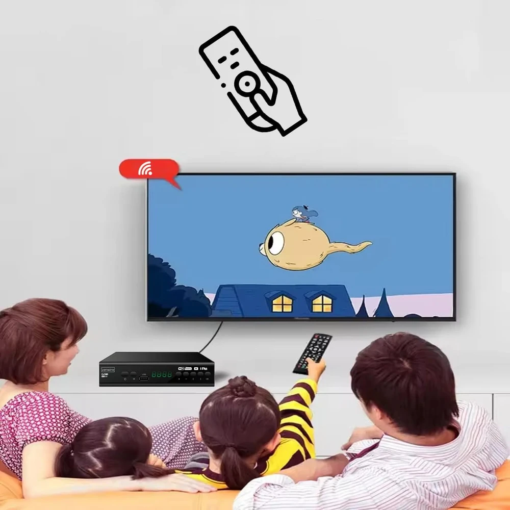 Usorteret Palydovinės televizijos dekoderio imtuvas DVB-T2 HEVC H.265 „Full HD“ antžeminė televizija su USB laidu DVB-T2-001
