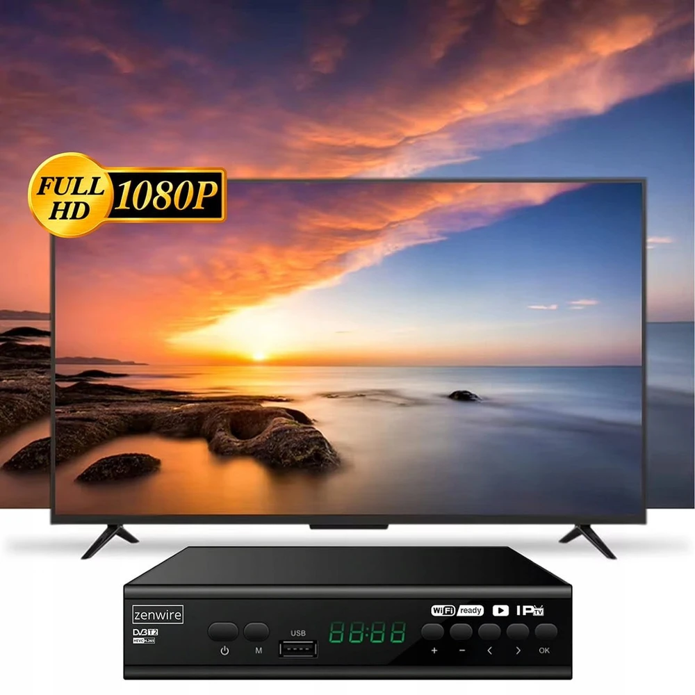 Usorteret Palydovinės televizijos dekoderio imtuvas DVB-T2 HEVC H.265 „Full HD“ antžeminė televizija su USB laidu DVB-T2-001