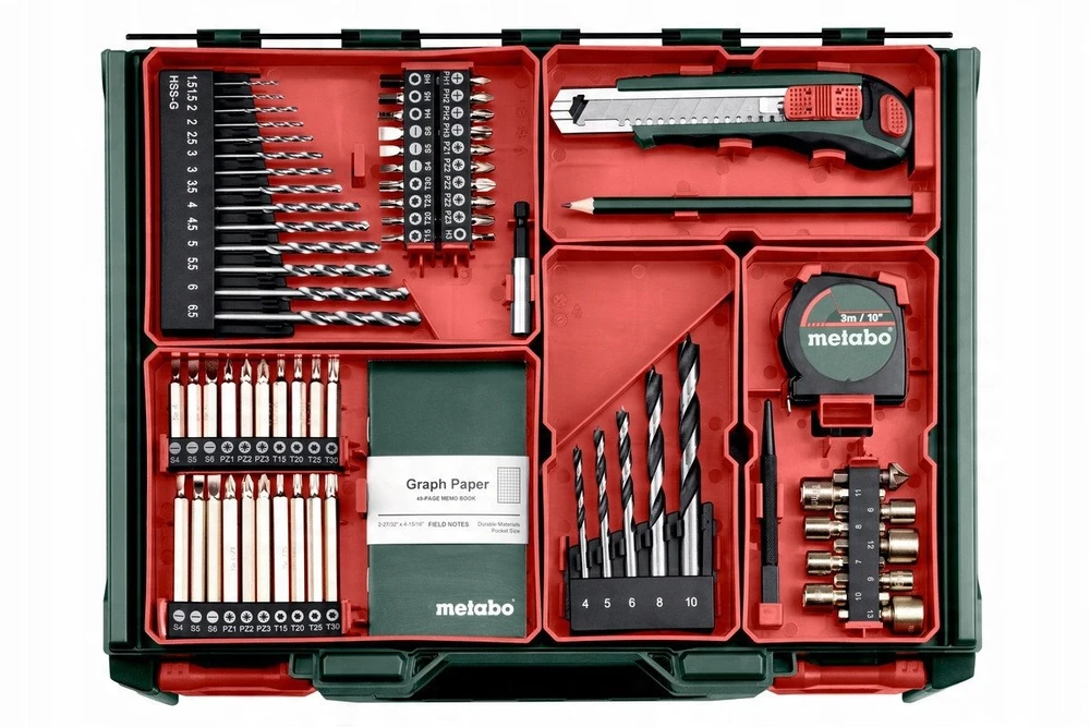 In Win „Metabo“ atsuktuvas BS 18 L 60/26Nm 2x2.0Ah + 74 akumuliatorių dėklas