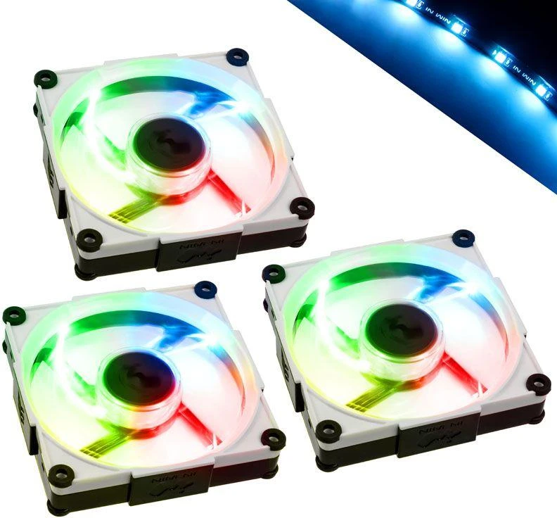In Win InWin Aurora RGB-LED korpuso ventiliatorius, 120mm, 3er Set – juodos spalvos/baltos spalvos