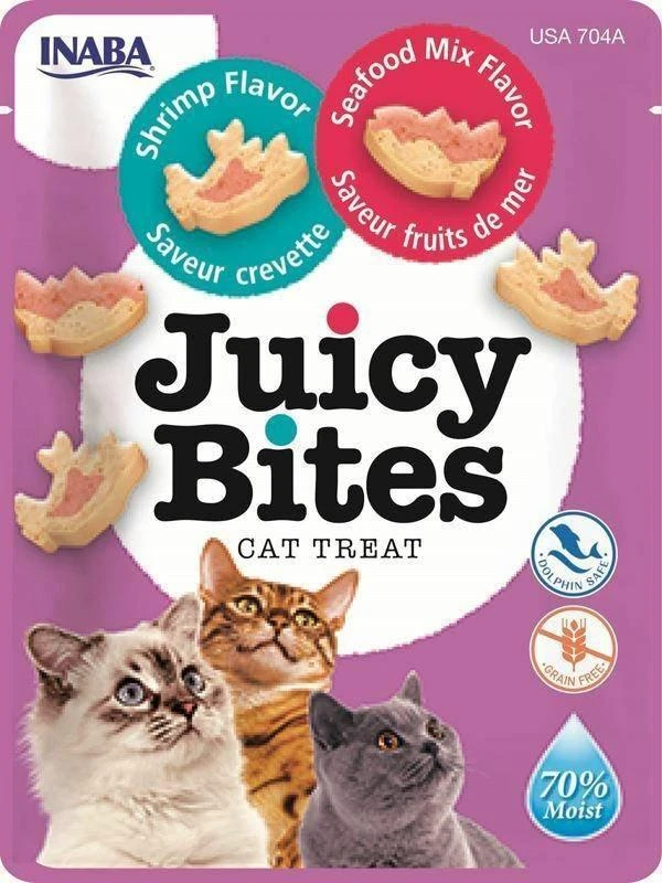 INABA Juicy Bites krevetės ir jūros gėrybės - skanėstai katėms - 3x11,3 g